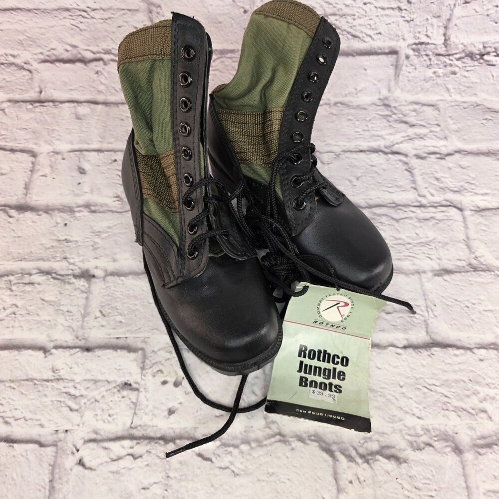 Rothco Jungle Boots Mens 1 R Green Leather Toe Combat G.I. Style Breathable